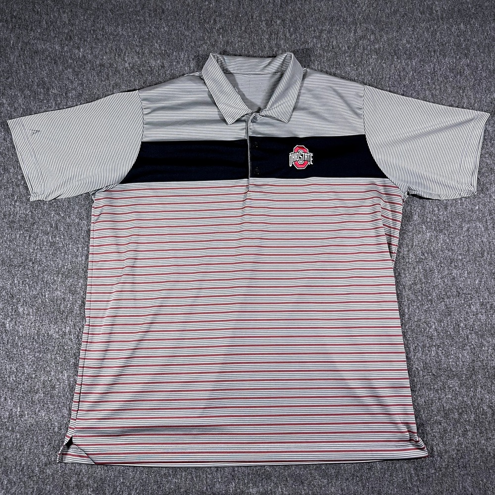 Ohio State Buckeyes NCAA Antigua Golf‎ Striped Polo Shirt Mens XL